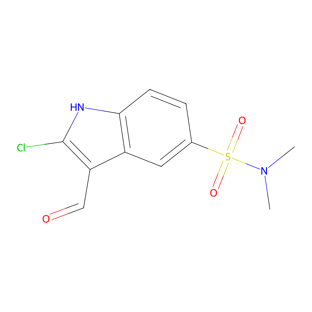 2-chloro-3-formyl-N,N-dimethyl-1H-indole-5-sulfonamide molecular structure, CAS 535925-58-7