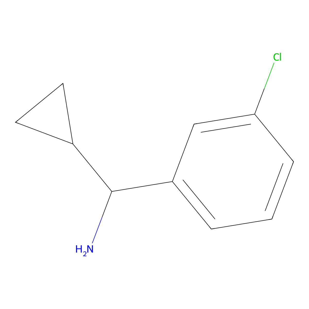 (3-Chlorophenyl)(cyclopropyl)methanamine molecular structure, CAS 535925-84-9
