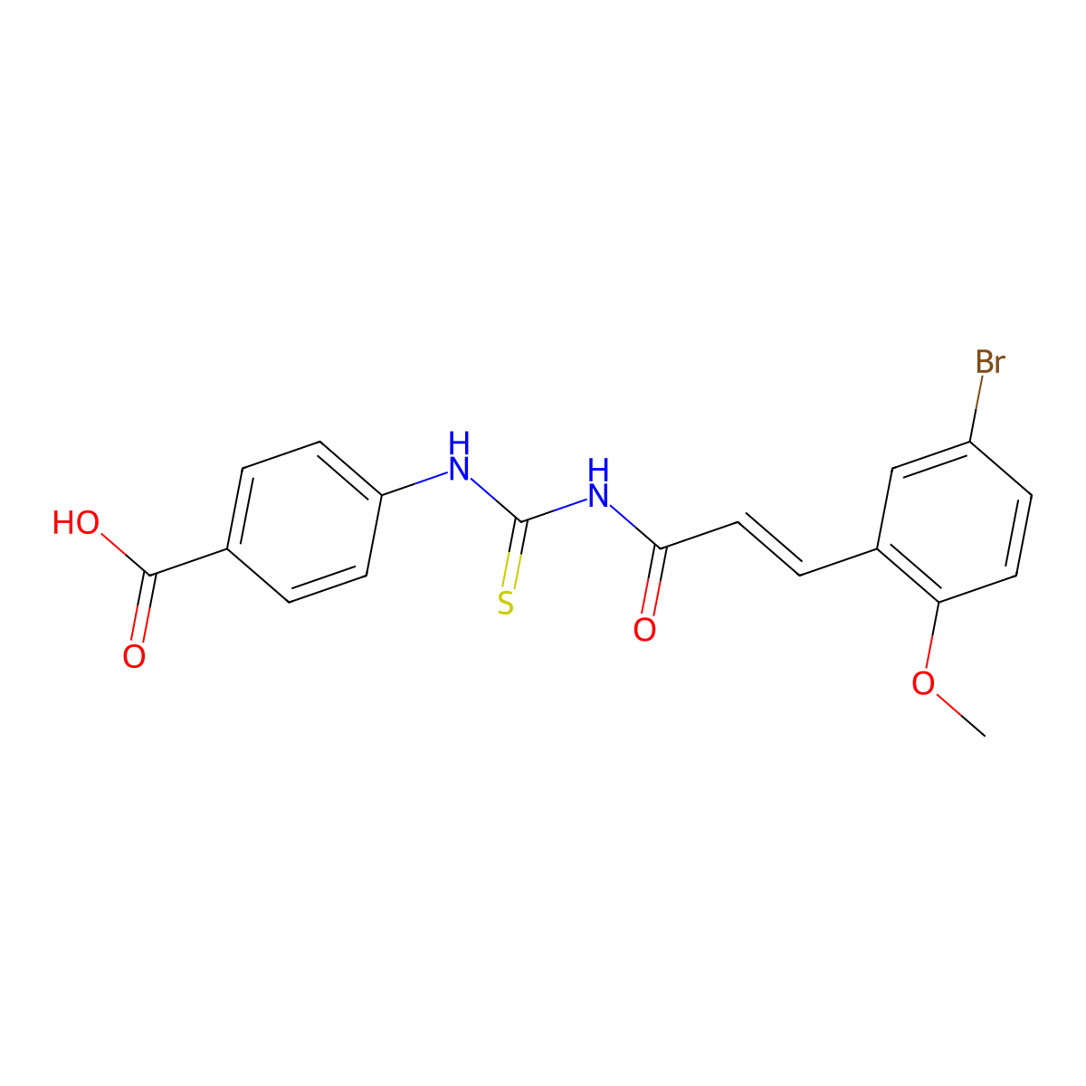 4-[3-(5-Bromo-2-methoxyphenyl)prop-2-enoylcarbamothioylamino]benzoic acid molecular structure, CAS 535936-56-2