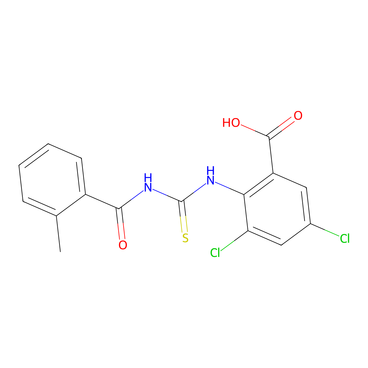 3,5-Dichloro-2-({[(2-methylphenyl)carbonyl]carbamothioyl}amino)benzoic acid molecular structure, CAS 535937-77-0