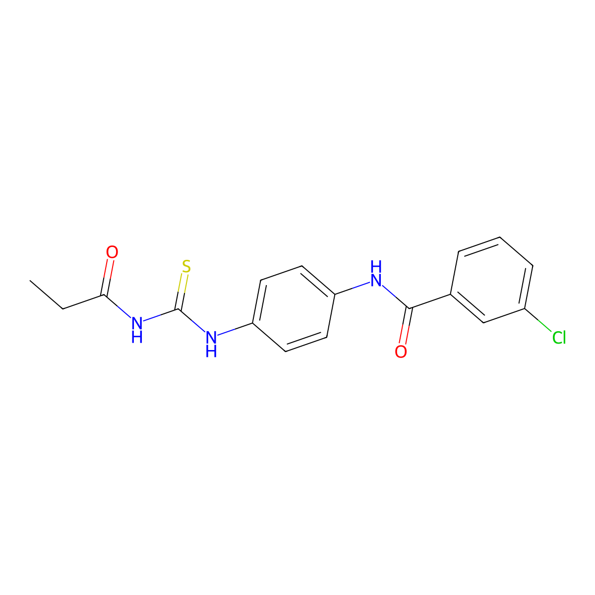 3-chloro-N-[4-(propanoylcarbamothioylamino)phenyl]benzamide molecular structure, CAS 535938-67-1