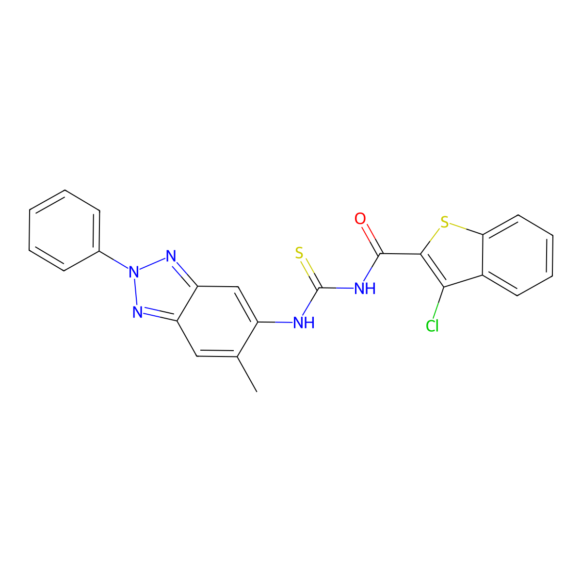 3-chloro-N-[(6-methyl-2-phenylbenzotriazol-5-yl)carbamothioyl]-1-benzothiophene-2-carboxamide molecular structure, CAS 535939-01-6