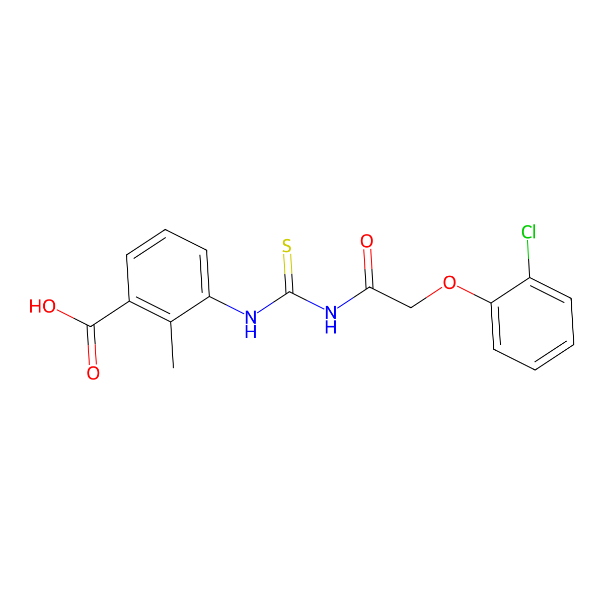 3-({[(2-Chlorophenoxy)acetyl]carbamothioyl}amino)-2-methylbenzoic acid molecular structure, CAS 535939-27-6