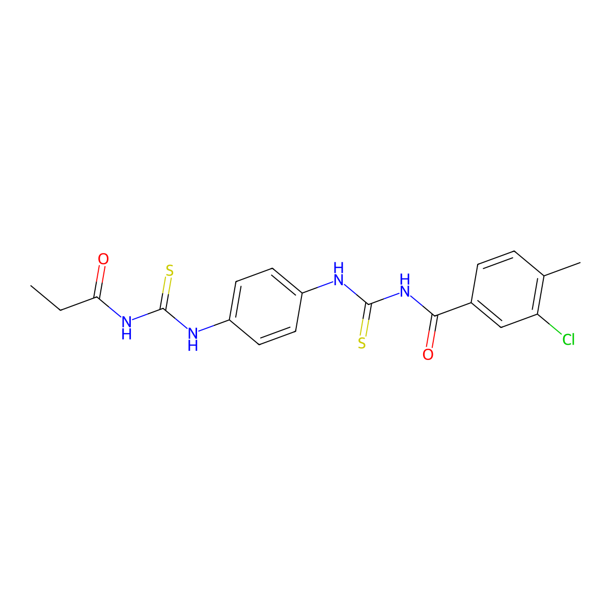 3-chloro-4-methyl-N-[[4-(propanoylcarbamothioylamino)phenyl]carbamothioyl]benzamide molecular structure, CAS 535939-91-4