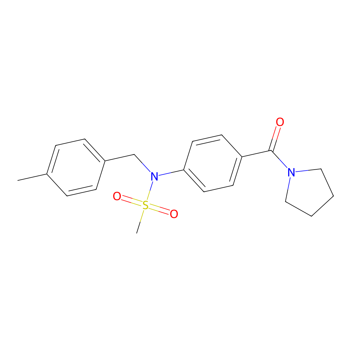 N-(4-methylbenzyl)-N-[4-(pyrrolidin-1-ylcarbonyl)phenyl]methanesulfonamide molecular structure, CAS 535940-75-1