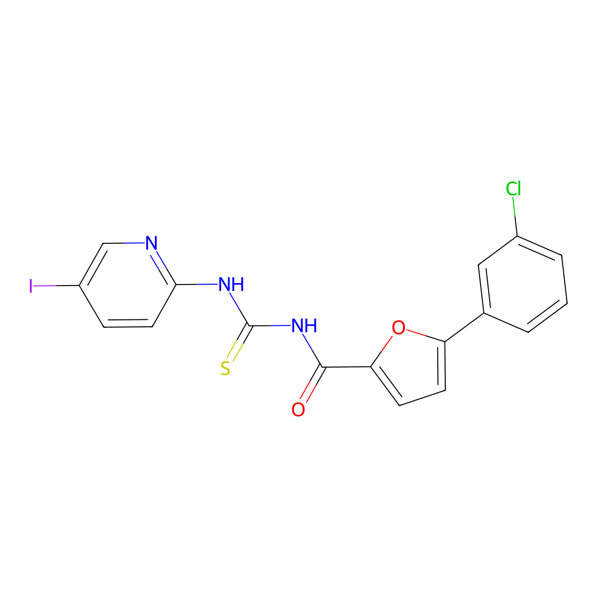 5-(3-chlorophenyl)-N-[(5-iodopyridin-2-yl)carbamothioyl]furan-2-carboxamide molecular structure, CAS 535941-74-3