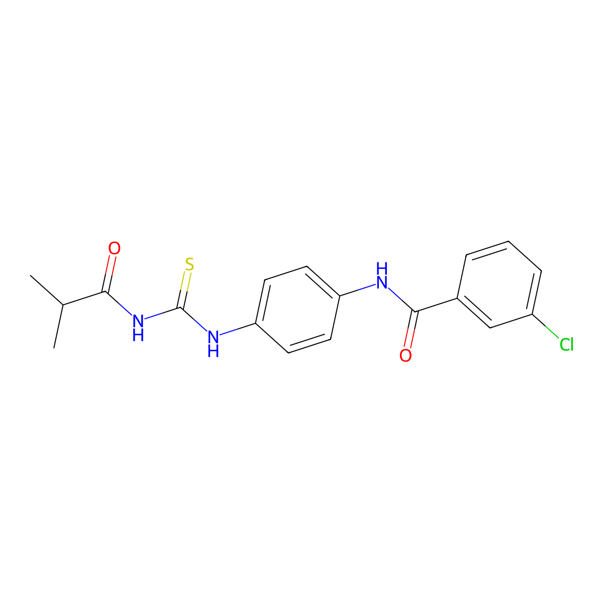 3-chloro-N-[4-(2-methylpropanoylcarbamothioylamino)phenyl]benzamide molecular structure, CAS 535942-39-3