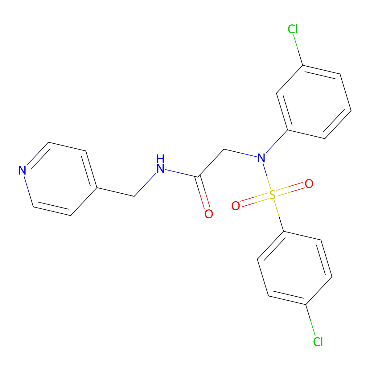 2-(3-chloro-N-(4-chlorophenyl)sulfonylanilino)-N-(pyridin-4-ylmethyl)acetamide molecular structure, CAS 535942-71-3