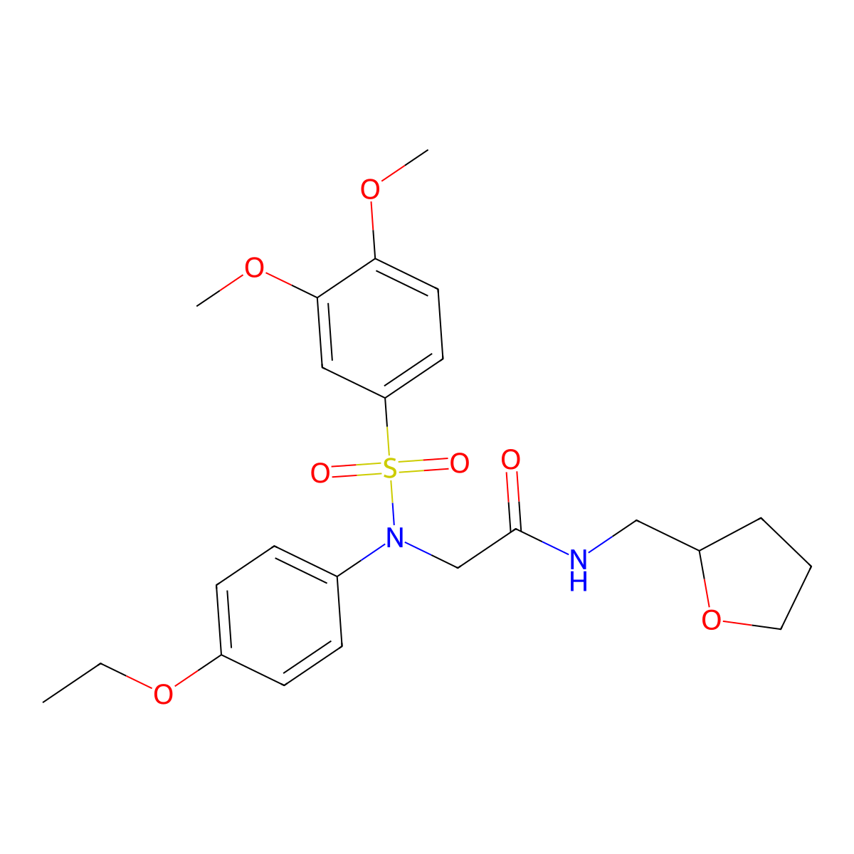 2-(N-(3,4-dimethoxyphenyl)sulfonyl-4-ethoxyanilino)-N-(oxolan-2-ylmethyl)acetamide molecular structure, CAS 535942-80-4