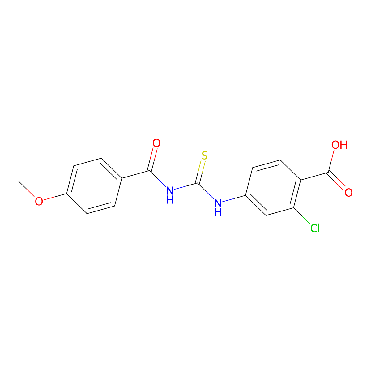 2-Chloro-4-(3-(4-methoxybenzoyl)thioureido)benzoic acid molecular structure, CAS 535945-08-5