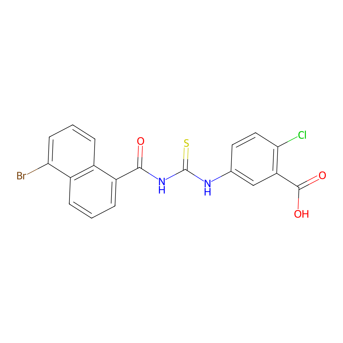 5-({[(5-Bromonaphthalen-1-yl)carbonyl]carbamothioyl}amino)-2-chlorobenzoic acid molecular structure, CAS 535945-34-7