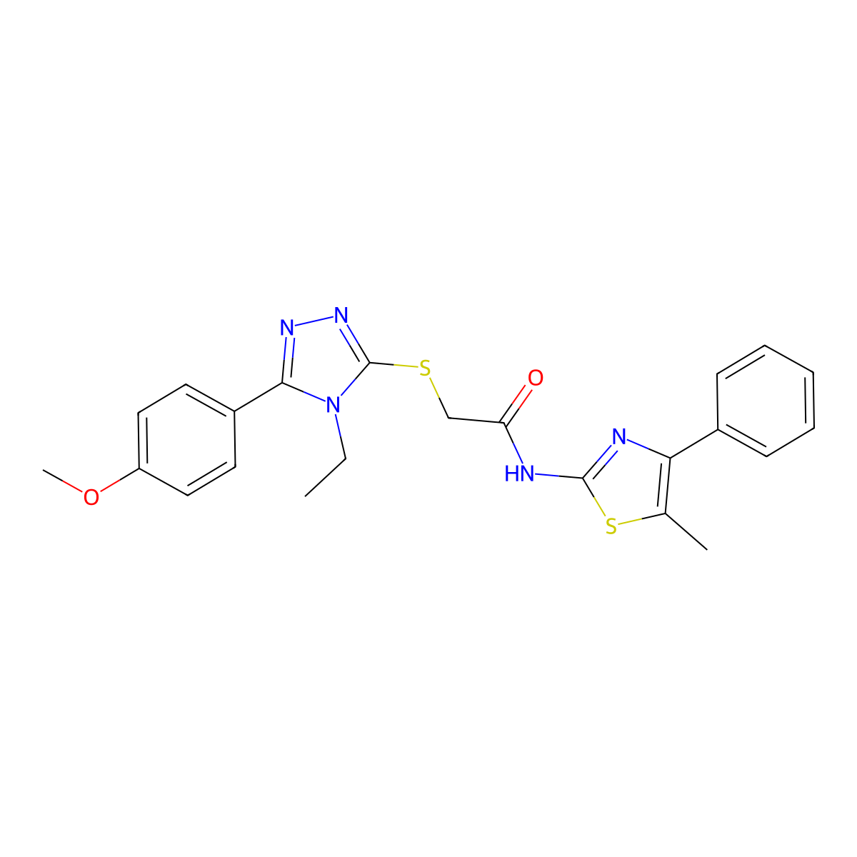 2-[[4-ethyl-5-(4-methoxyphenyl)-1,2,4-triazol-3-yl]sulfanyl]-N-(5-methyl-4-phenyl-1,3-thiazol-2-yl)acetamide molecular structure, CAS 535945-75-6