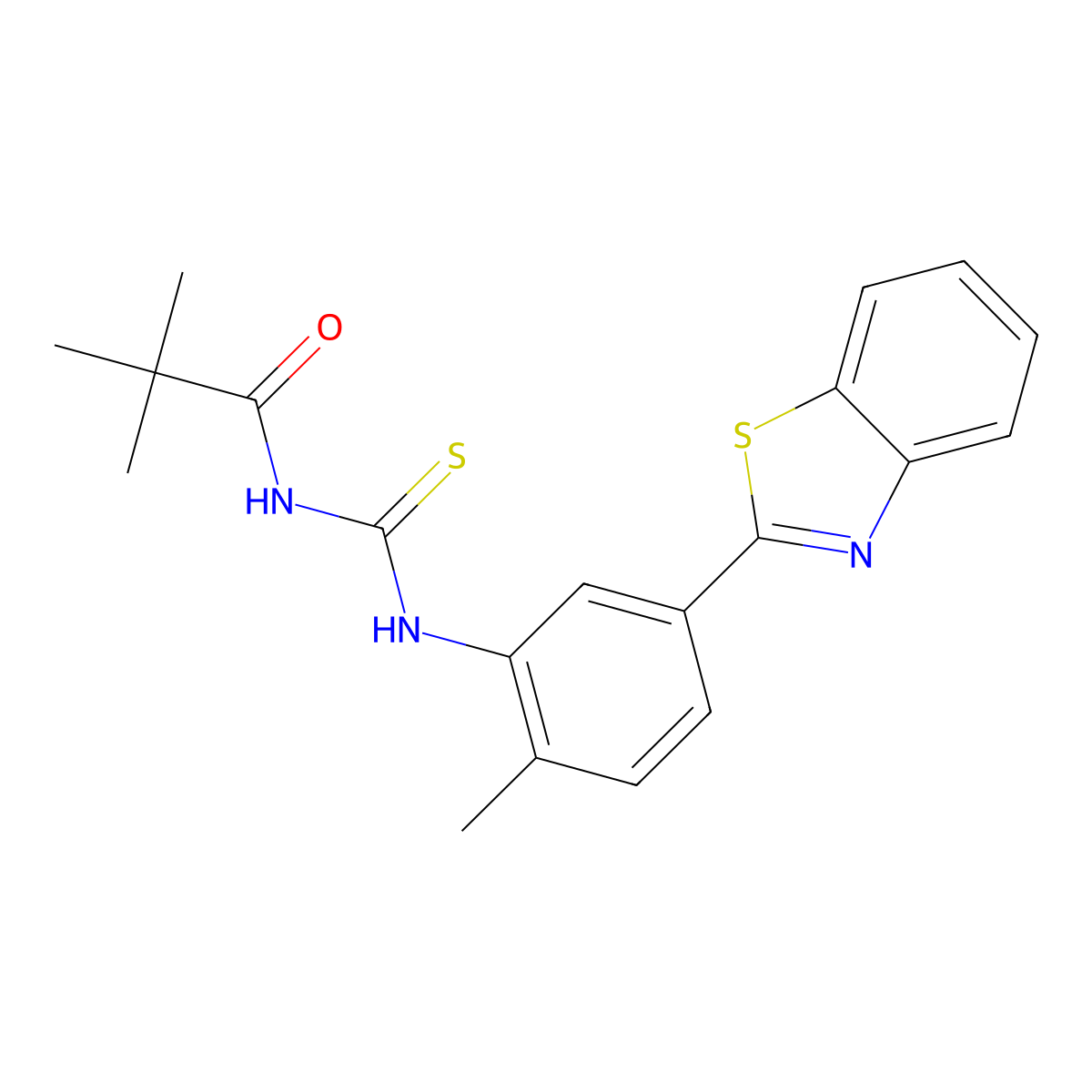 N-[[5-(1,3-benzothiazol-2-yl)-2-methylphenyl]carbamothioyl]-2,2-dimethylpropanamide molecular structure, CAS 535945-92-7