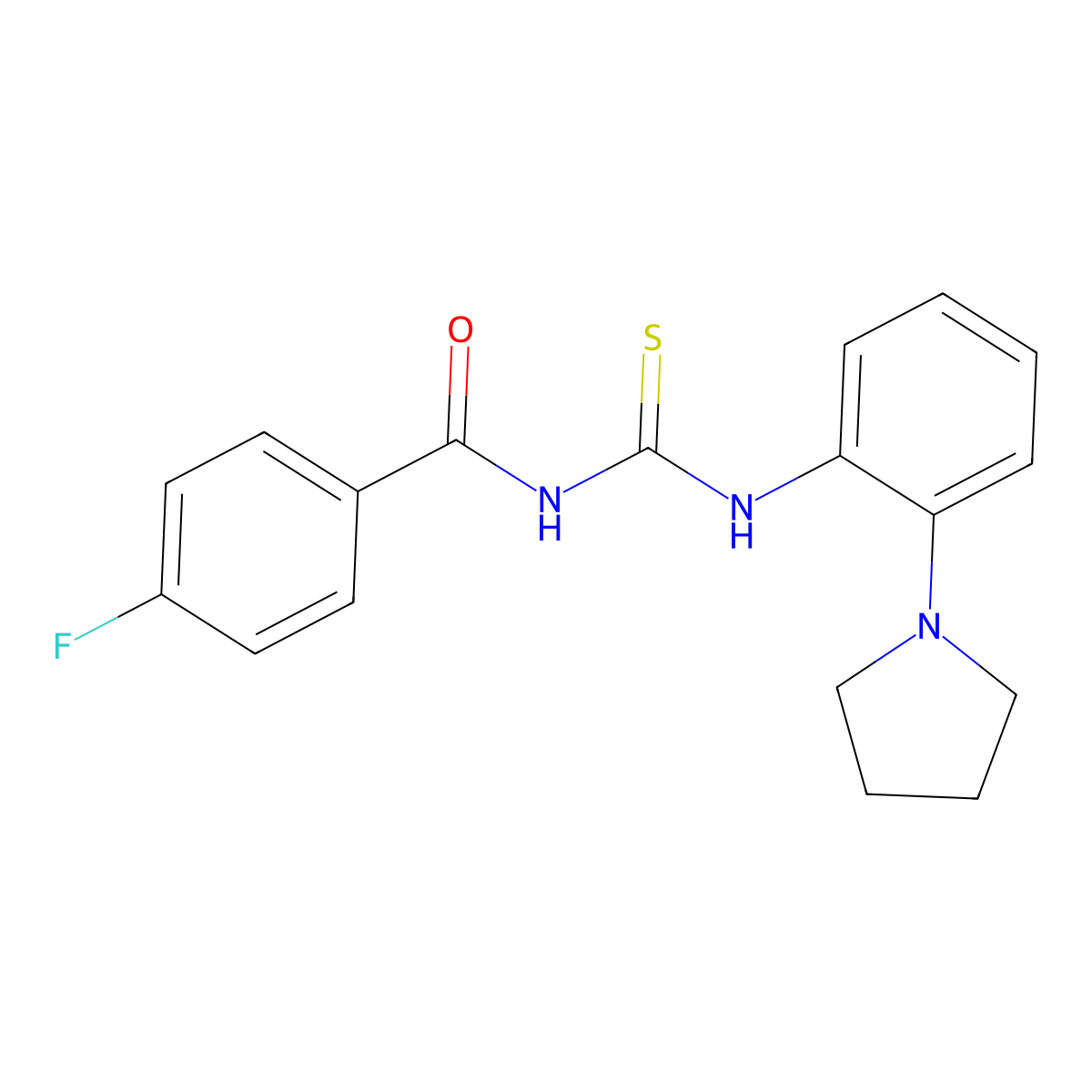 4-fluoro-N-[(2-pyrrolidin-1-ylphenyl)carbamothioyl]benzamide molecular structure, CAS 535945-96-1