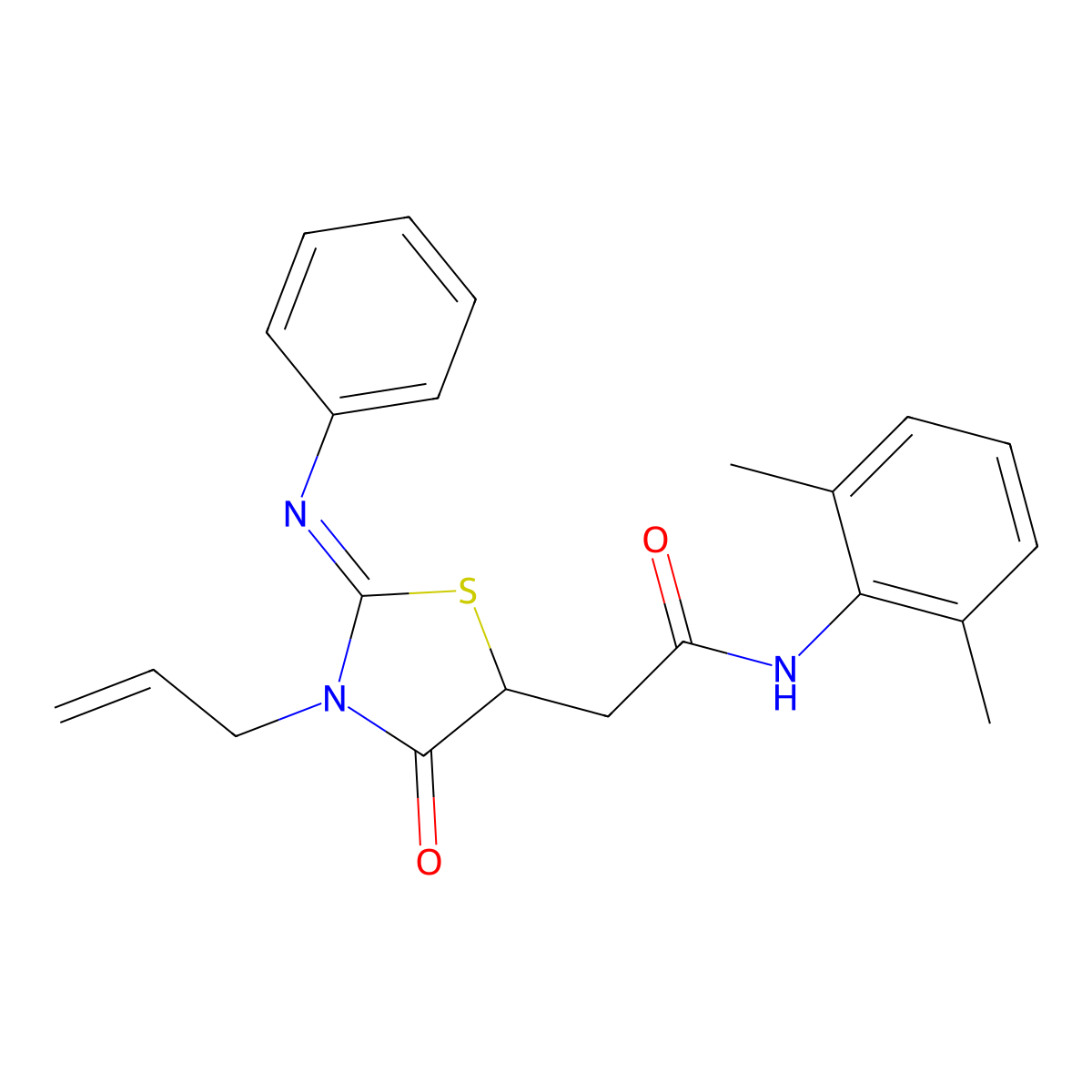 N-(2,6-dimethylphenyl)-2-[(2Z)-4-oxo-2-(phenylimino)-3-(prop-2-en-1-yl)-1,3-thiazolidin-5-yl]acetamide molecular structure, CAS 535946-01-1
