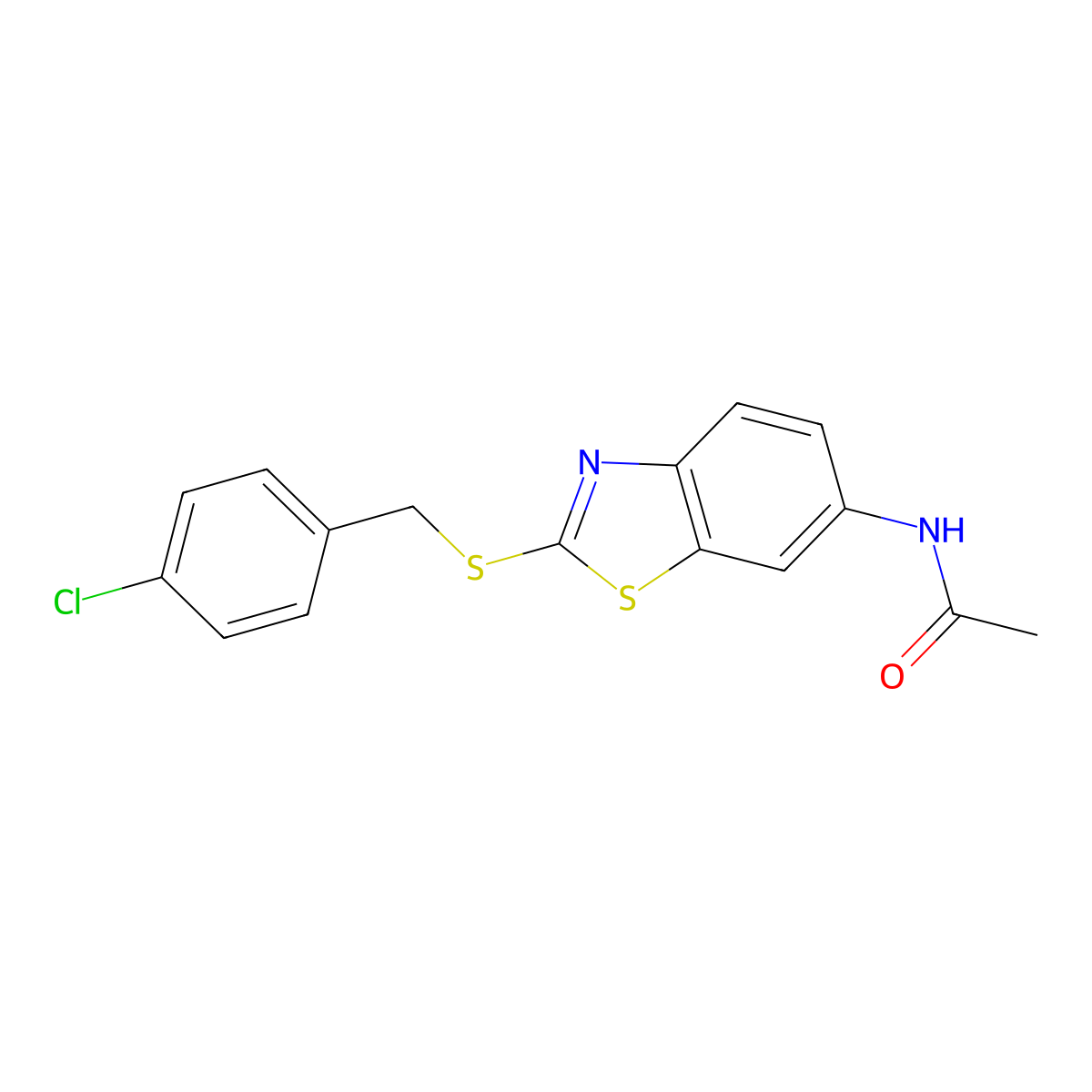 N-[2-[(4-chlorophenyl)methylsulfanyl]-1,3-benzothiazol-6-yl]acetamide molecular structure, CAS 535946-24-8