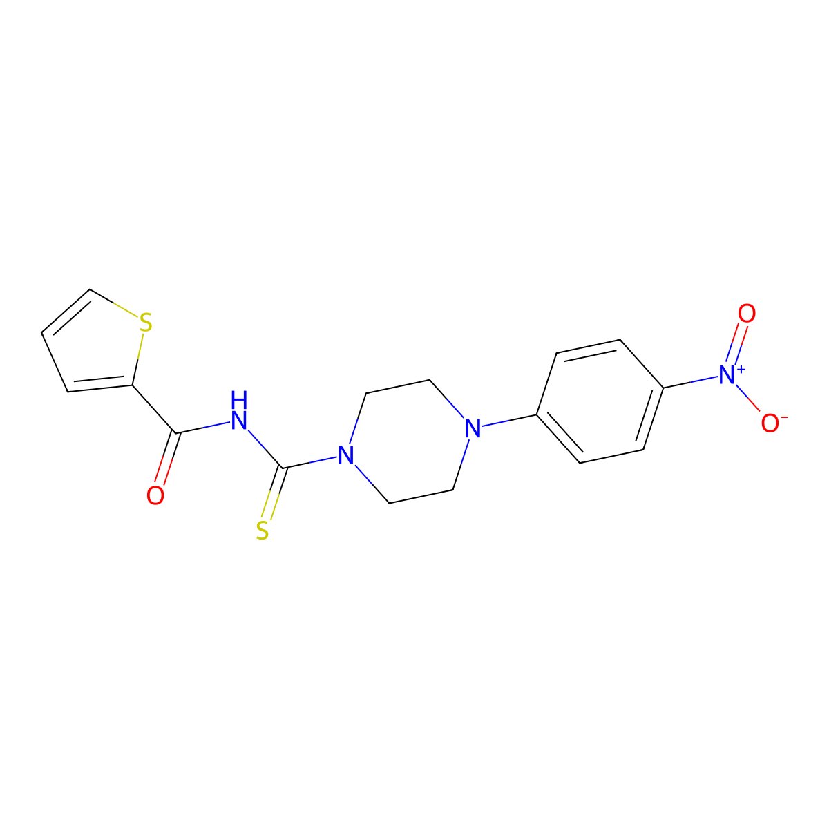 N-[4-(4-nitrophenyl)piperazine-1-carbothioyl]thiophene-2-carboxamide molecular structure, CAS 535946-77-1