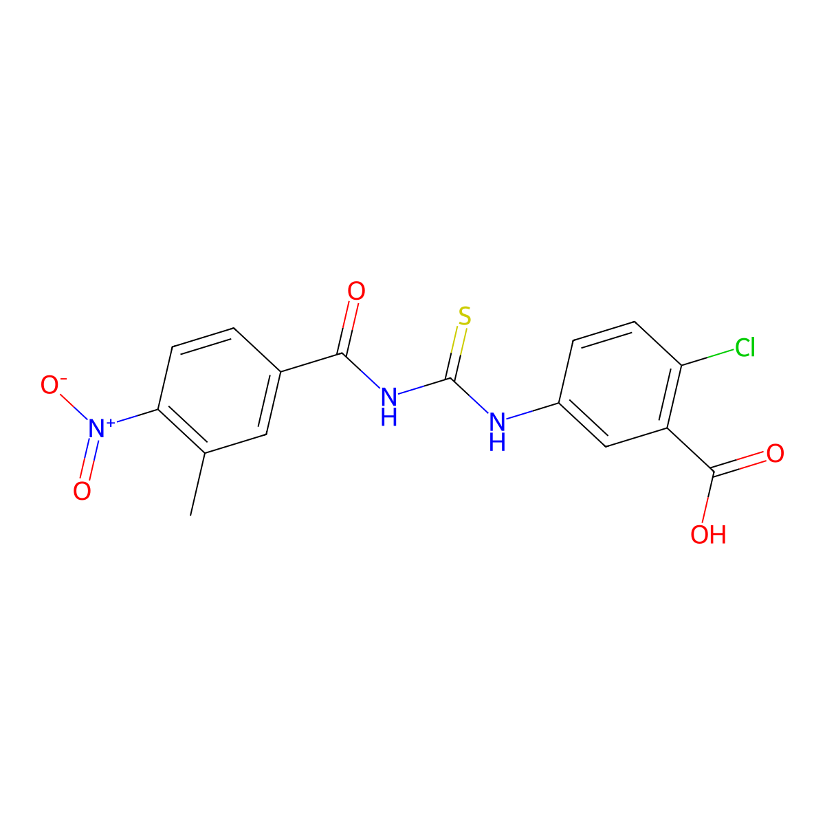 2-Chloro-5-({[(3-methyl-4-nitrophenyl)carbonyl]carbamothioyl}amino)benzoic acid molecular structure, CAS 535947-02-5
