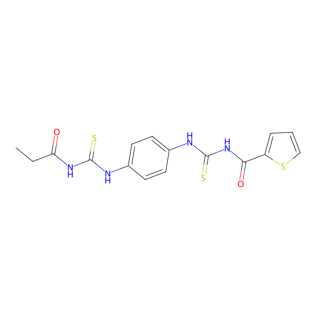 N-[[4-(propanoylcarbamothioylamino)phenyl]carbamothioyl]thiophene-2-carboxamide molecular structure, CAS 535948-07-3