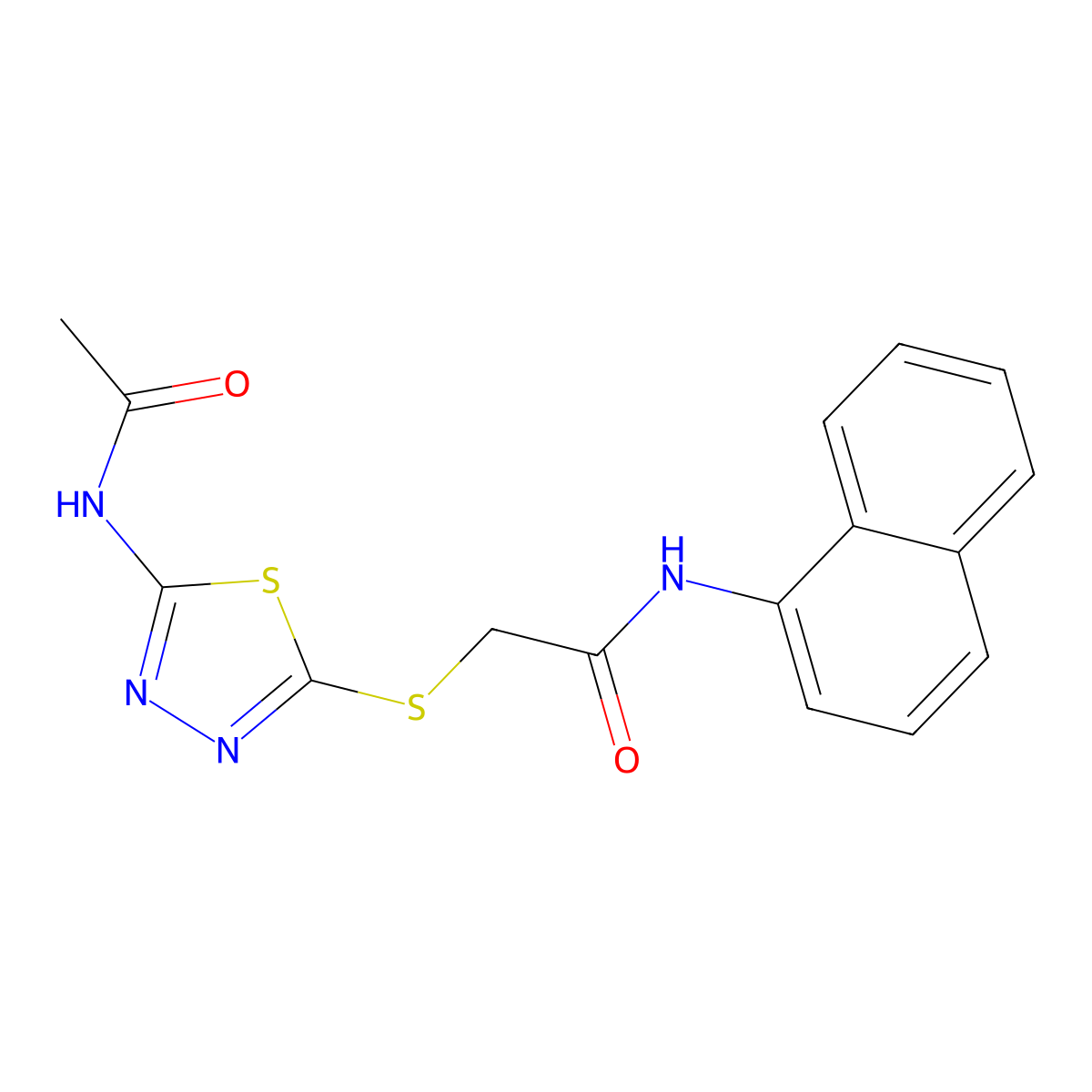 2-[(5-acetamido-1,3,4-thiadiazol-2-yl)sulfanyl]-N-naphthalen-1-ylacetamide molecular structure, CAS 535948-77-7