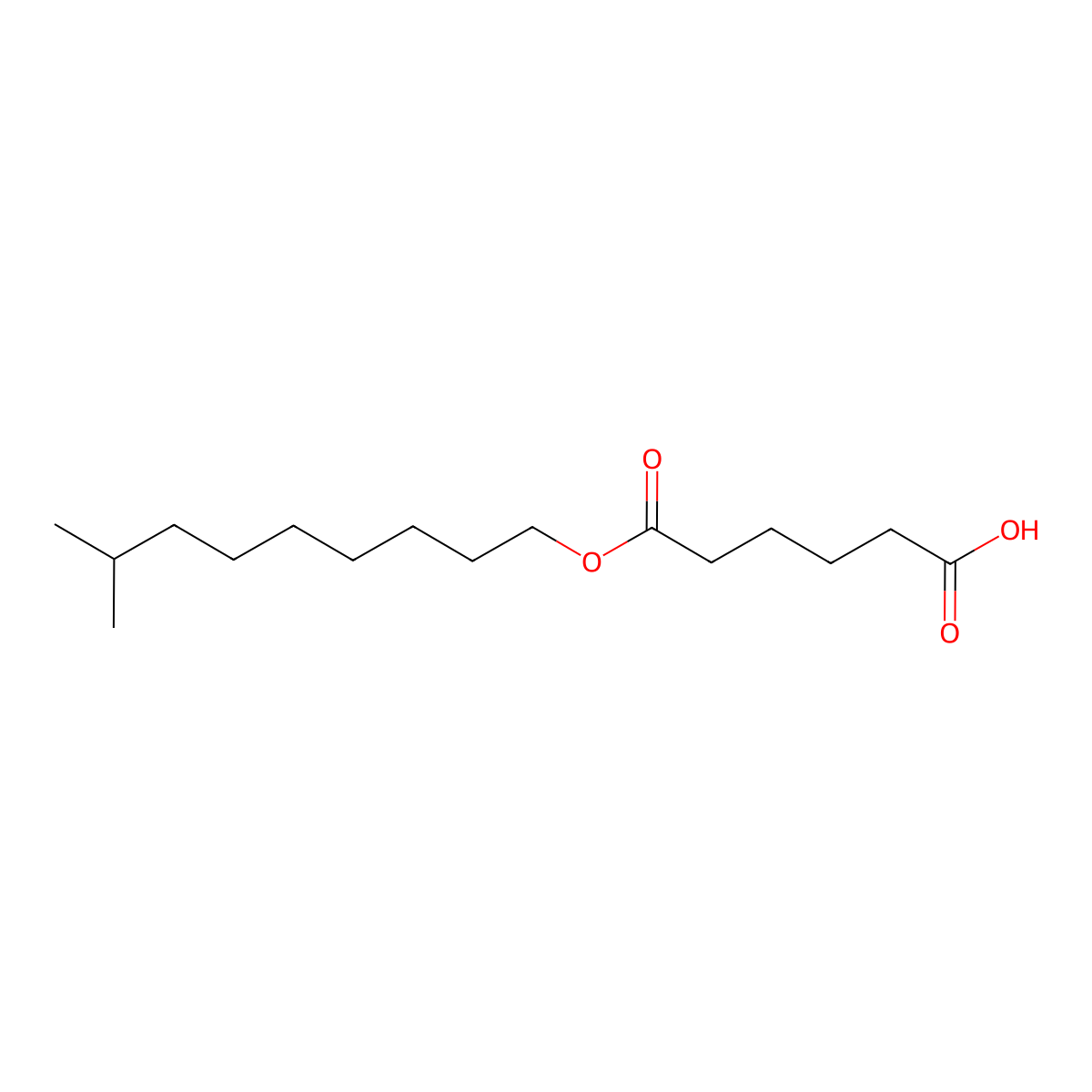 Isodecyl hydrogen adipate molecular structure, CAS 53595-56-5