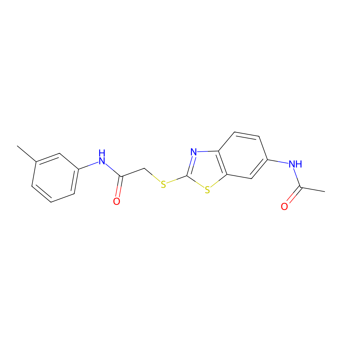 2-[(6-acetamido-1,3-benzothiazol-2-yl)sulfanyl]-N-(3-methylphenyl)acetamide molecular structure, CAS 535955-47-6