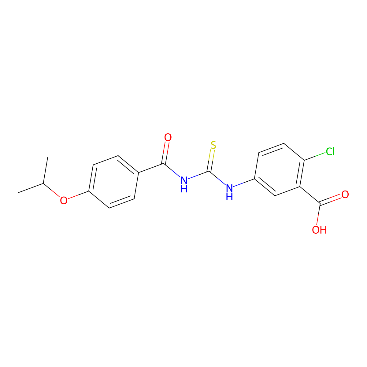 2-Chloro-5-[3-(4-isopropoxy-benzoyl)-thioureido]-benzoic acid molecular structure, CAS 535955-87-4