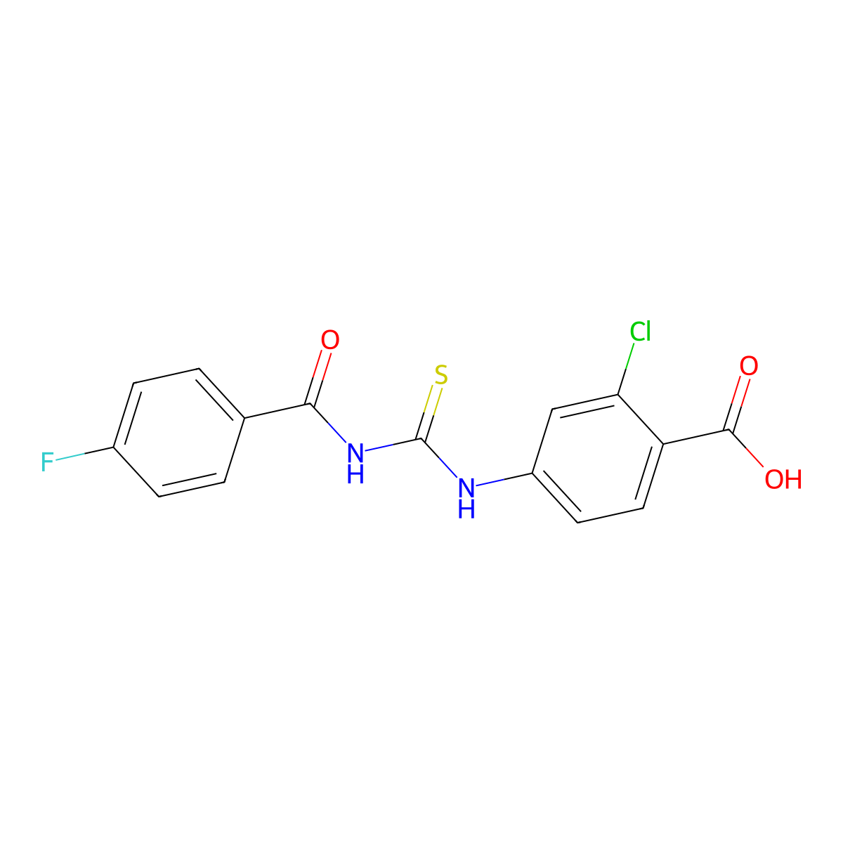 2-Chloro-4-({[(4-fluorobenzoyl)amino]carbothioyl}amino)benzoic acid molecular structure, CAS 535956-01-5