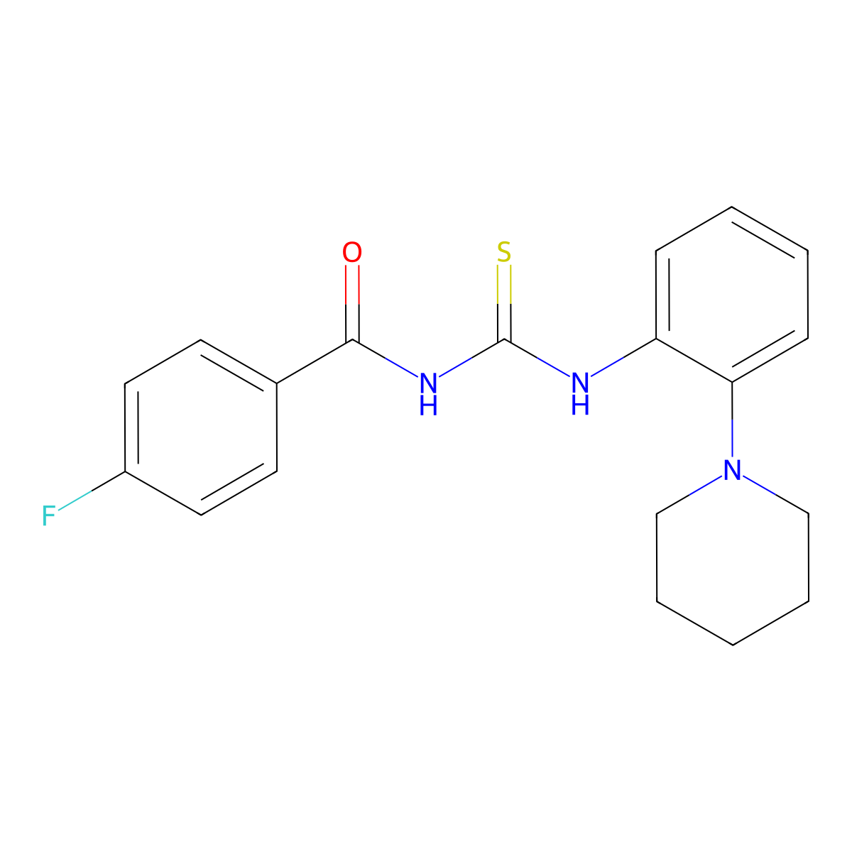 4-fluoro-N-[(2-piperidin-1-ylphenyl)carbamothioyl]benzamide molecular structure, CAS 535956-78-6