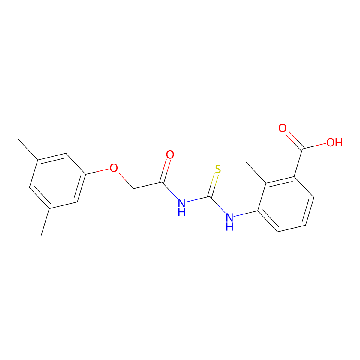 3-({[(3,5-Dimethylphenoxy)acetyl]carbamothioyl}amino)-2-methylbenzoic acid molecular structure, CAS 535956-90-2