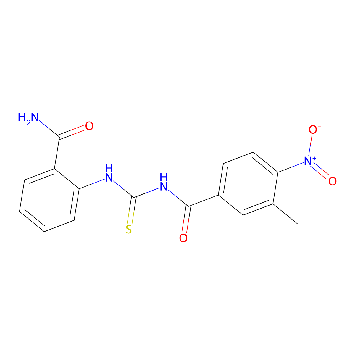 N-[(2-carbamoylphenyl)carbamothioyl]-3-methyl-4-nitrobenzamide molecular structure, CAS 535957-23-4