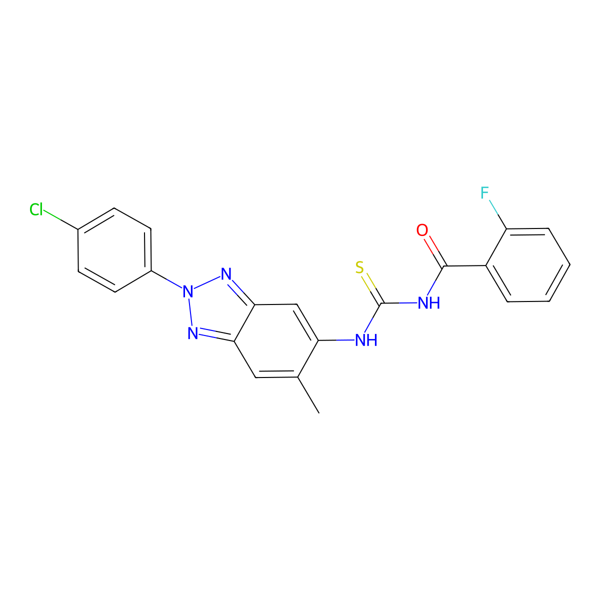 N-[[2-(4-chlorophenyl)-6-methylbenzotriazol-5-yl]carbamothioyl]-2-fluorobenzamide molecular structure, CAS 535957-24-5