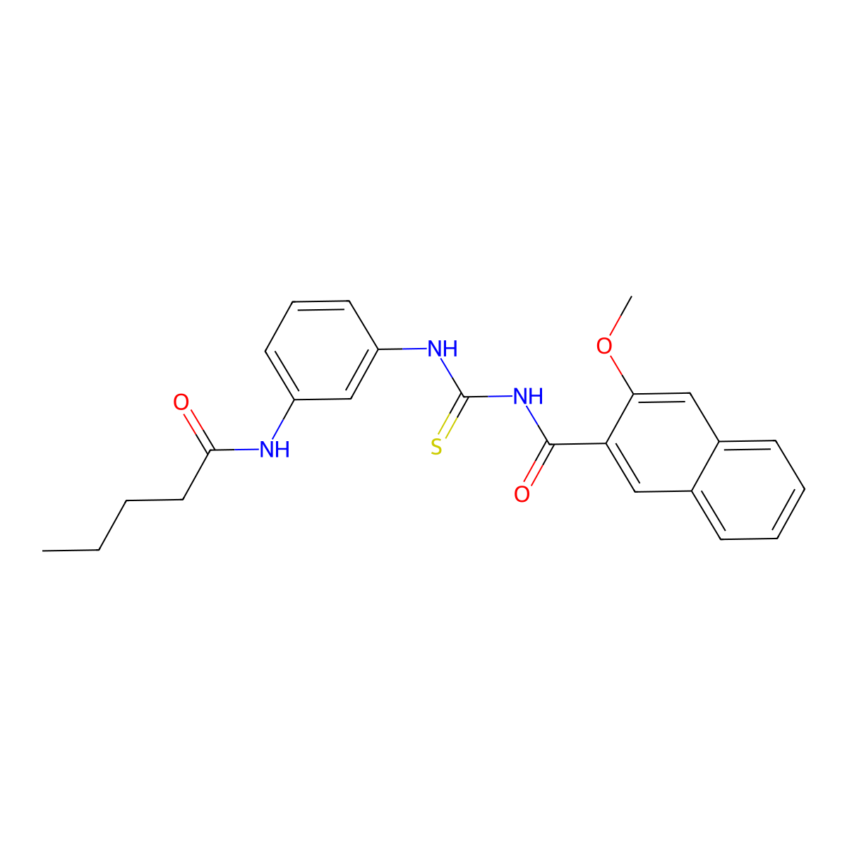 3-methoxy-N-[[3-(pentanoylamino)phenyl]carbamothioyl]naphthalene-2-carboxamide molecular structure, CAS 535957-83-6