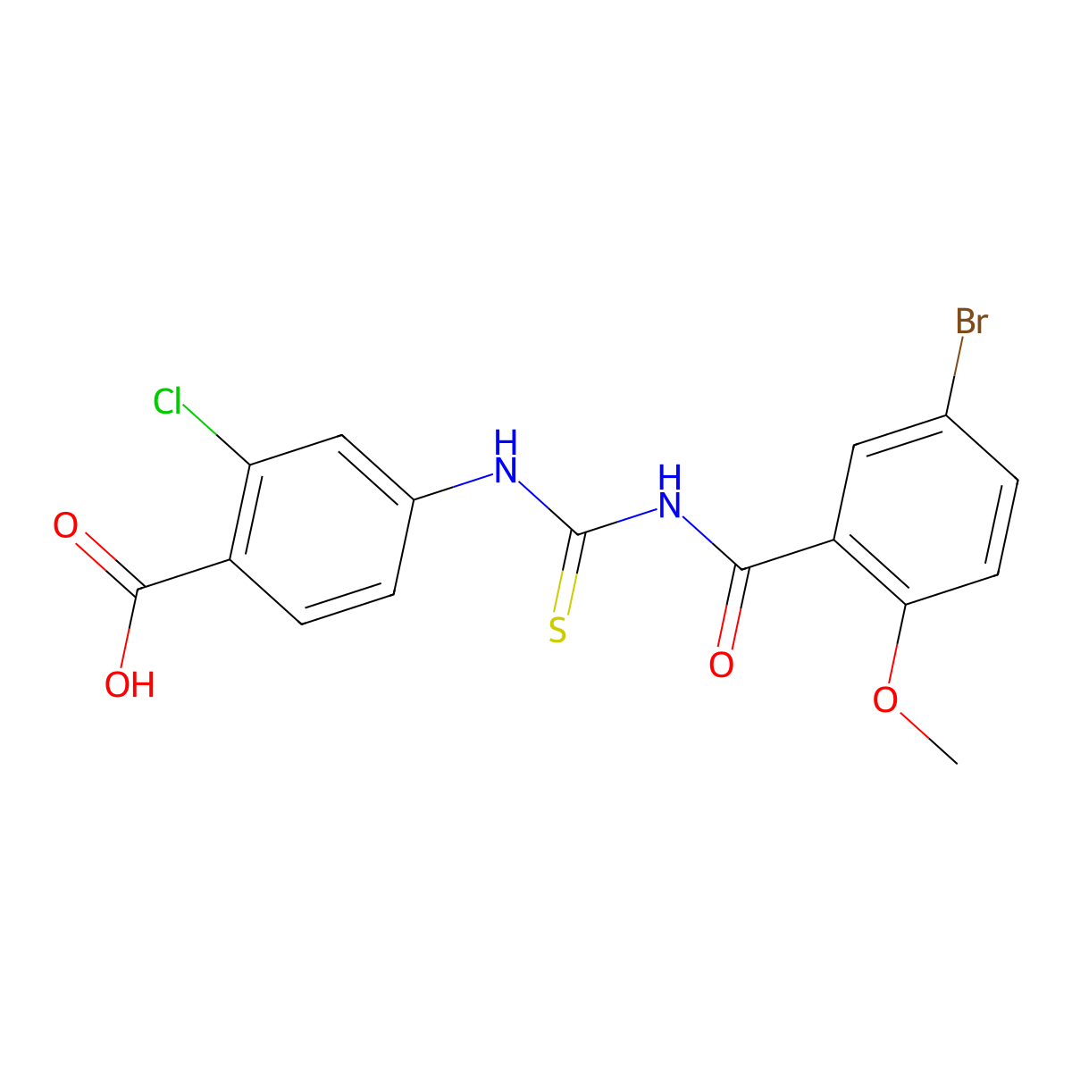 4-({[(5-Bromo-2-methoxyphenyl)carbonyl]carbamothioyl}amino)-2-chlorobenzoic acid molecular structure, CAS 535957-92-7