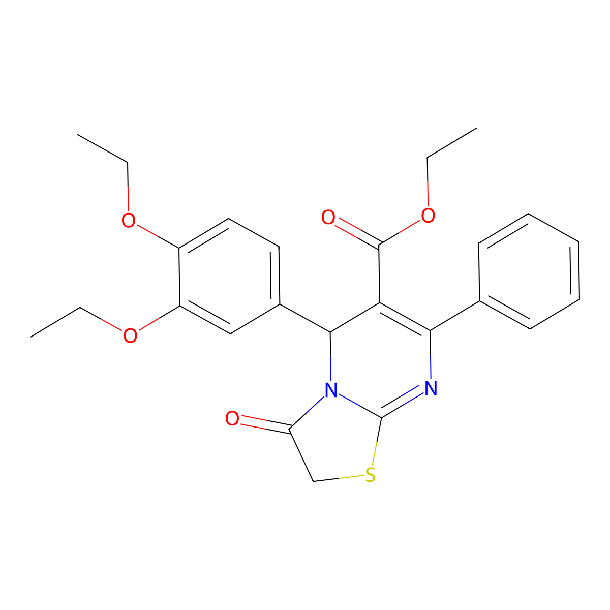 ethyl 5-(3,4-diethoxyphenyl)-3-oxo-7-phenyl-2,3-dihydro-5H-[1,3]thiazolo[3,2-a]pyrimidine-6-carboxylate molecular structure, CAS 535963-51-0