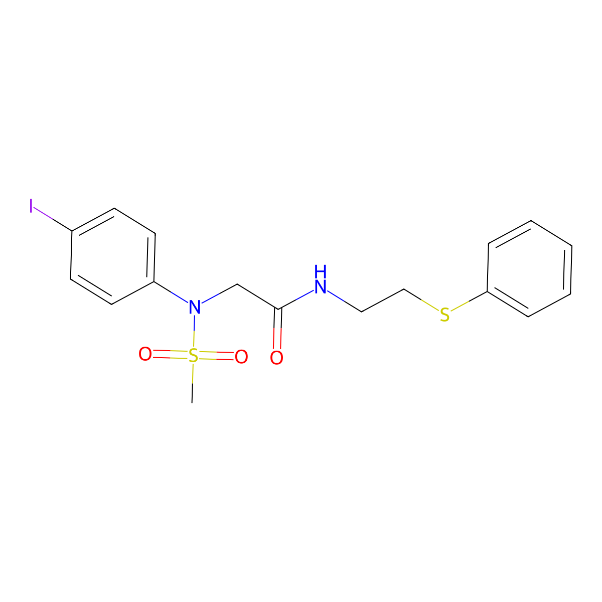 2-(4-iodo-N-methylsulfonylanilino)-N-(2-phenylsulfanylethyl)acetamide molecular structure, CAS 535964-11-5