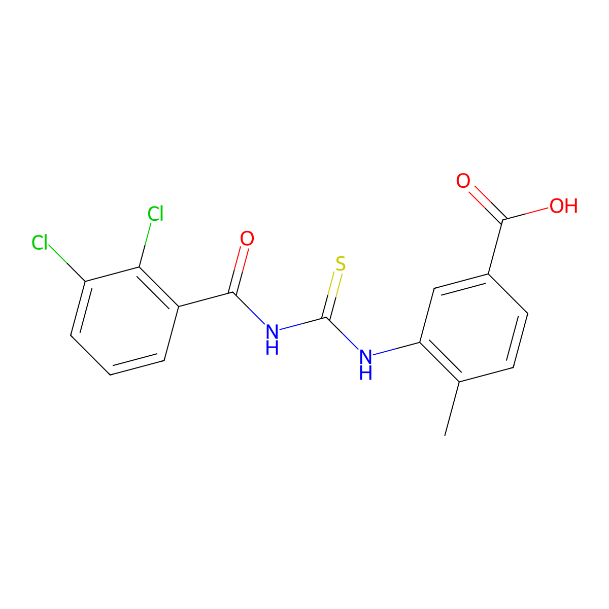 3-[(2,3-Dichlorobenzoyl)carbamothioylamino]-4-methylbenzoic acid molecular structure, CAS 535965-19-6