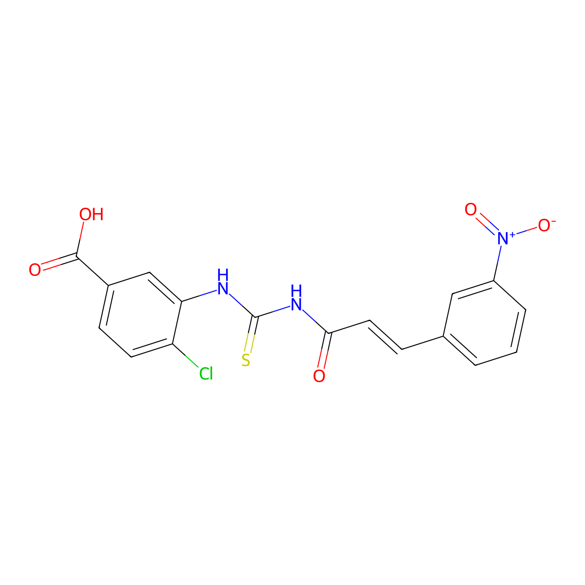 4-Chloro-3-[3-(3-nitrophenyl)prop-2-enoylcarbamothioylamino]benzoic acid molecular structure, CAS 535965-35-6