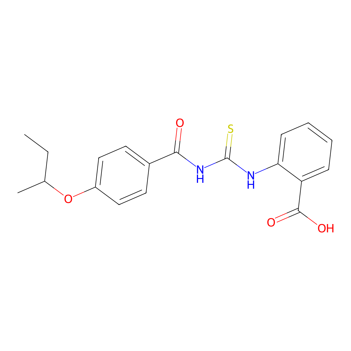 2-[({[4-(Butan-2-yloxy)phenyl]carbonyl}carbamothioyl)amino]benzoic acid molecular structure, CAS 535966-00-8