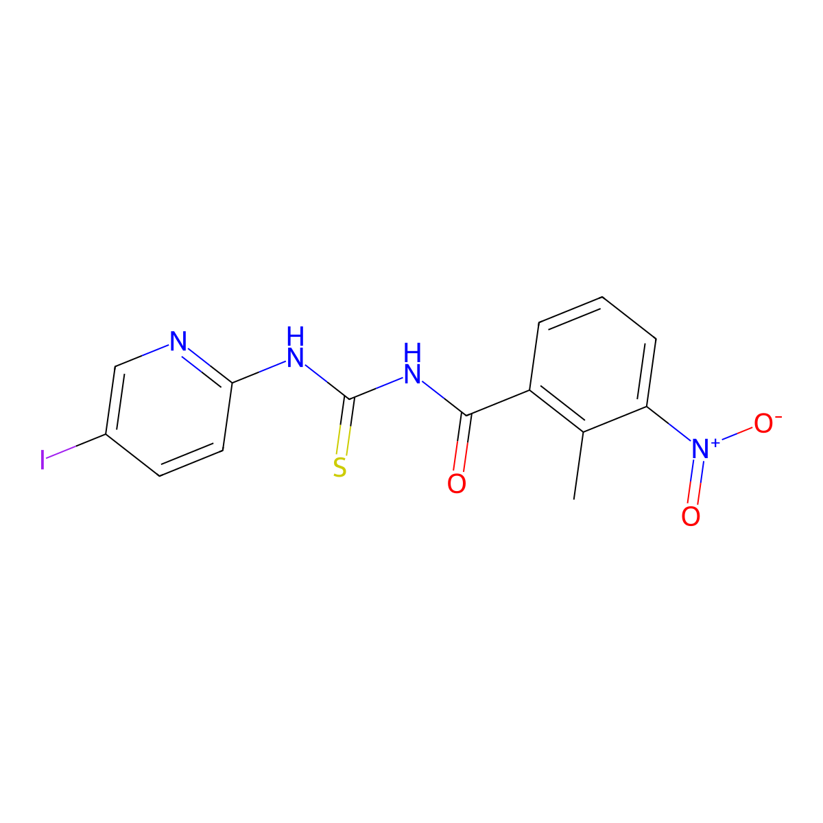 N-[(5-iodopyridin-2-yl)carbamothioyl]-2-methyl-3-nitrobenzamide molecular structure, CAS 535966-91-7