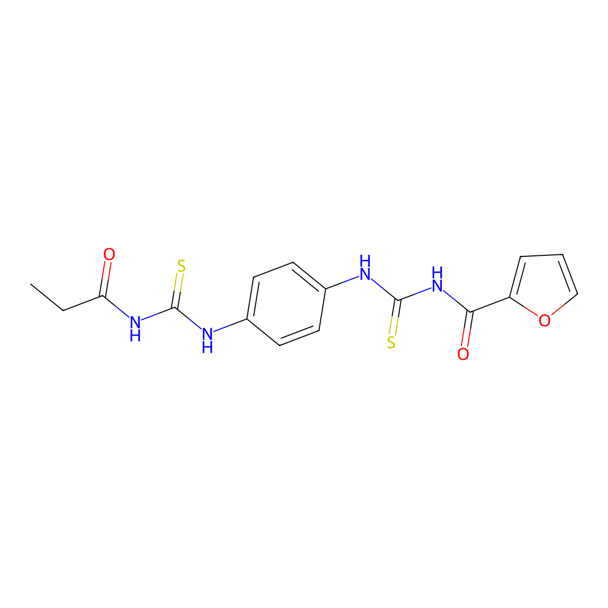 N-[[4-(propanoylcarbamothioylamino)phenyl]carbamothioyl]furan-2-carboxamide molecular structure, CAS 535976-63-7
