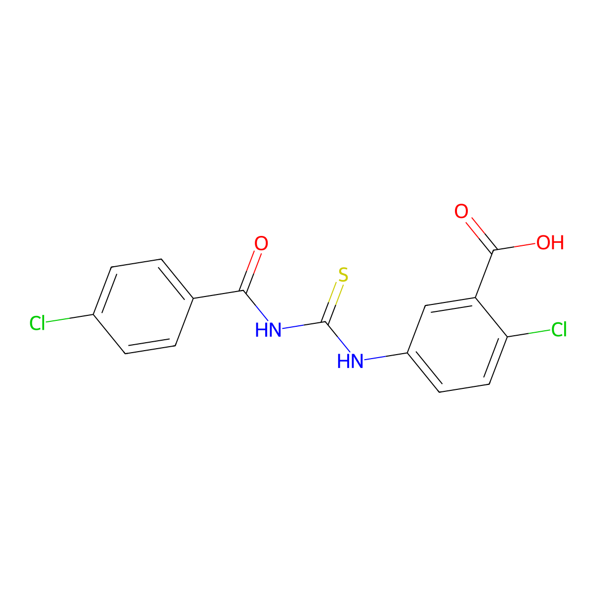 2-Chloro-5-({[(4-chlorophenyl)carbonyl]carbamothioyl}amino)benzoic acid molecular structure, CAS 535977-28-7