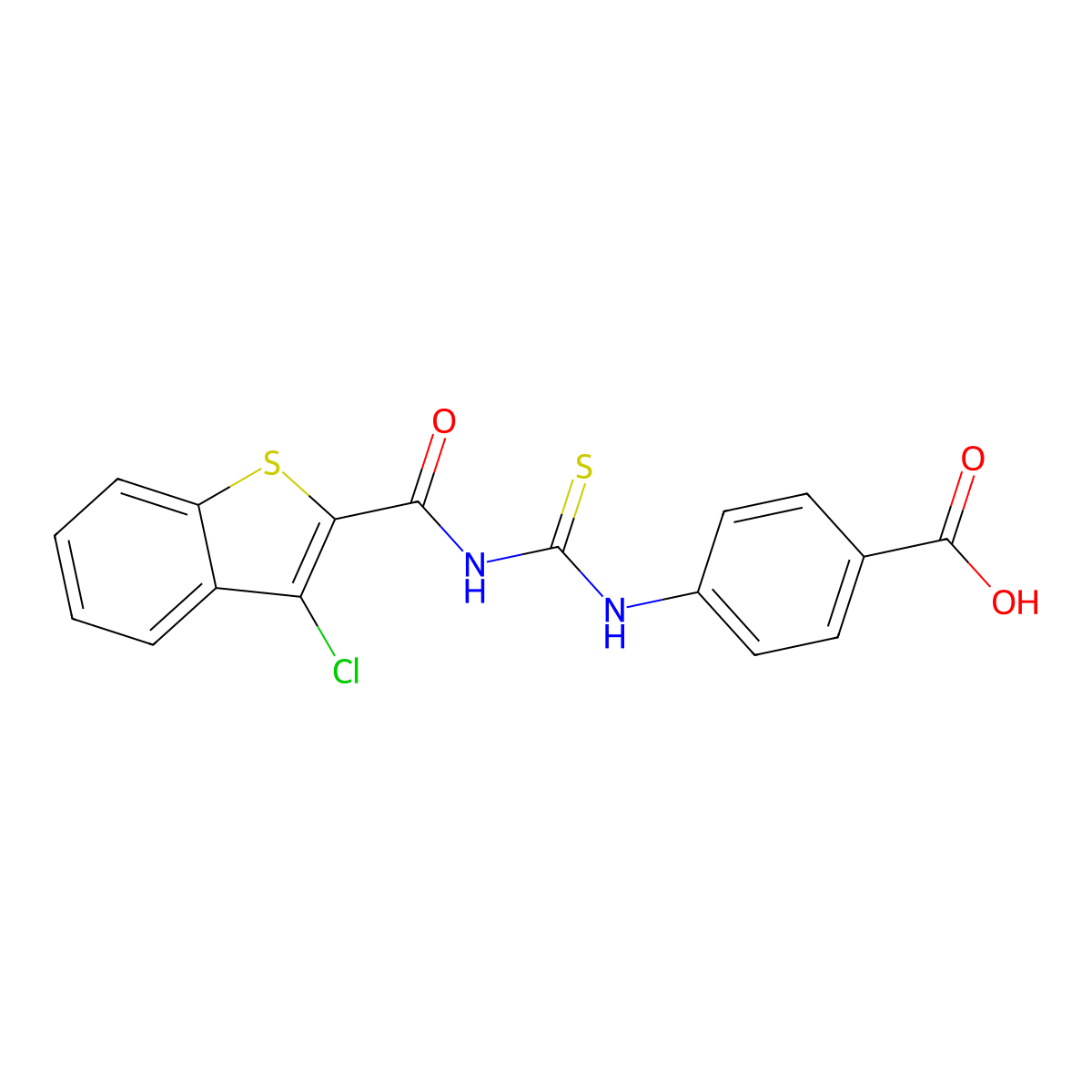 4-({[(3-Chloro-1-benzothiophen-2-yl)carbonyl]carbamothioyl}amino)benzoic acid molecular structure, CAS 535977-36-7