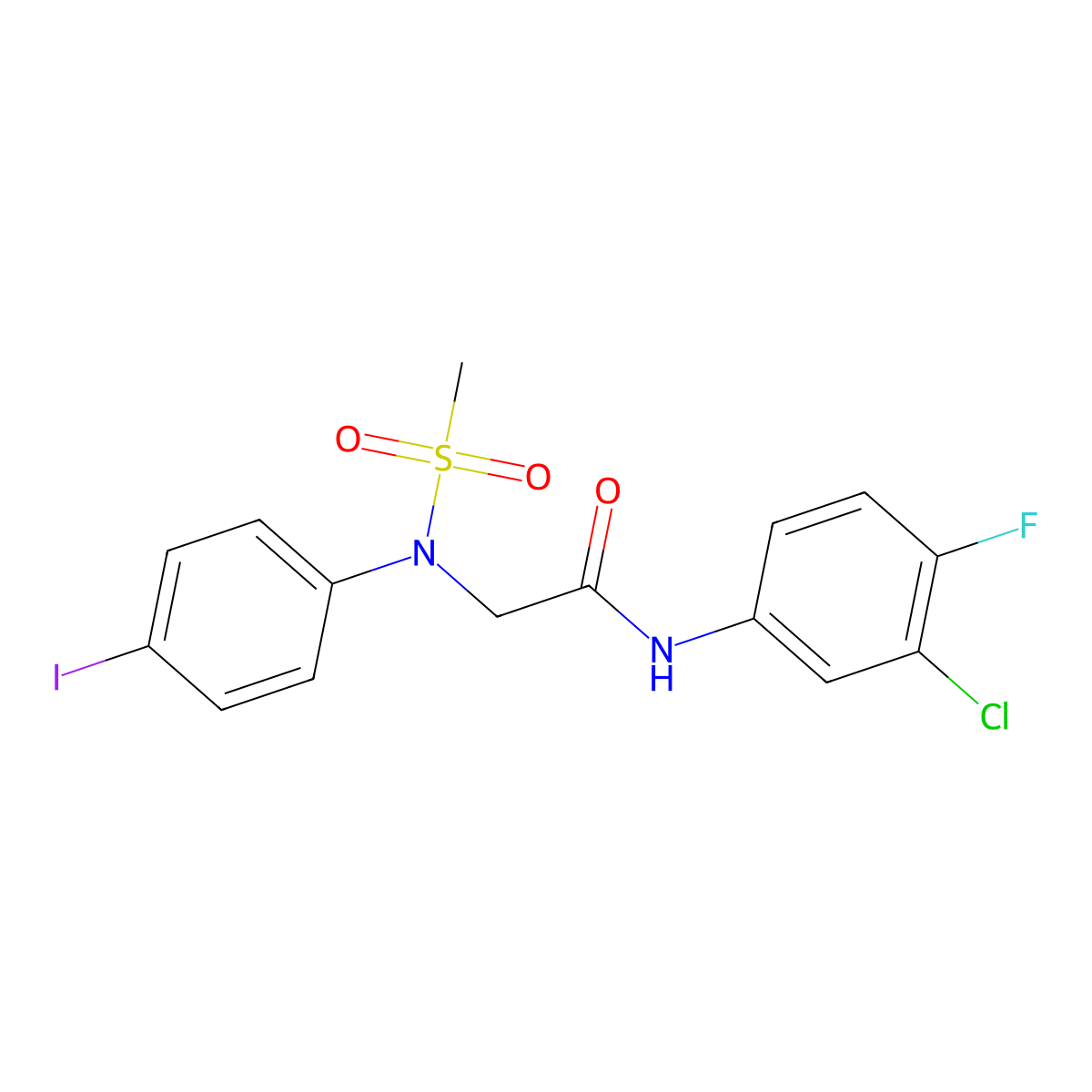 N-(3-chloro-4-fluorophenyl)-2-(4-iodo-N-methylsulfonylanilino)acetamide molecular structure, CAS 535977-62-9