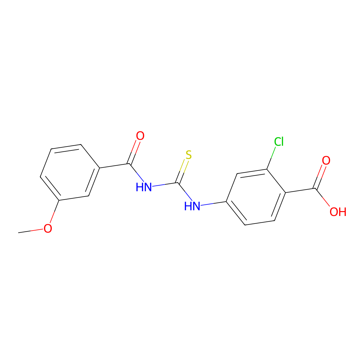 2-Chloro-4-({[(3-methoxyphenyl)carbonyl]carbamothioyl}amino)benzoic acid molecular structure, CAS 535977-79-8