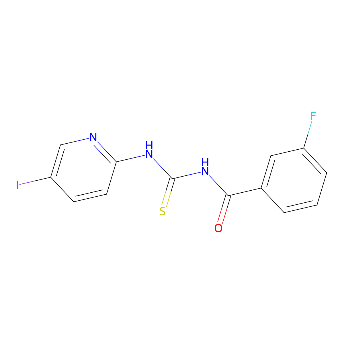 3-fluoro-N-[(5-iodopyridin-2-yl)carbamothioyl]benzamide molecular structure, CAS 535978-31-5