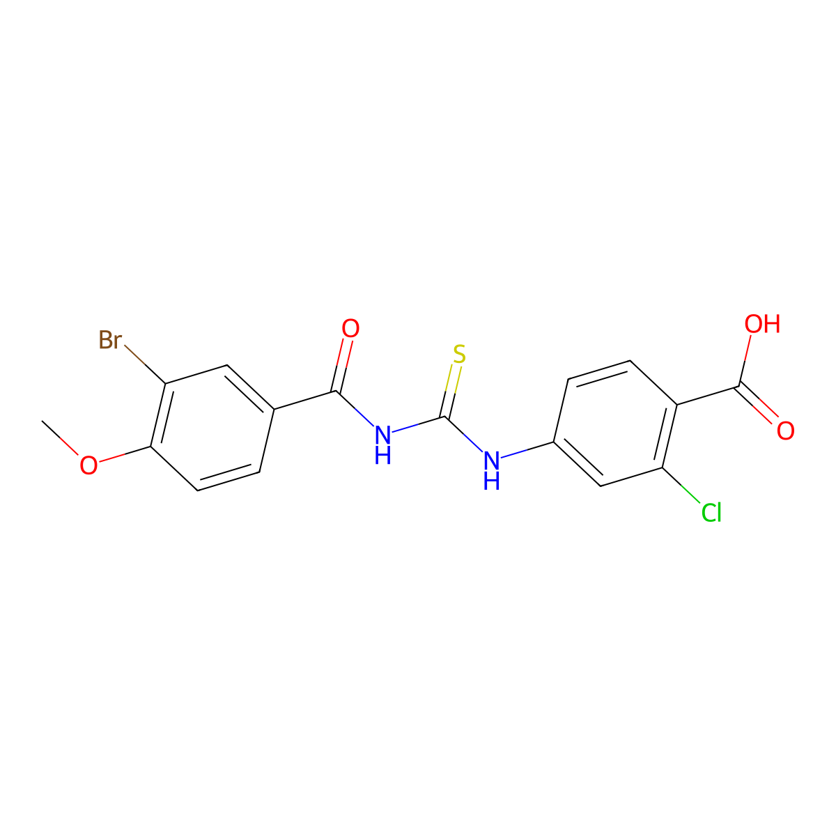4-(3-(3-Bromo-4-methoxybenzoyl)thioureido)-2-chlorobenzoic acid molecular structure, CAS 535979-30-7