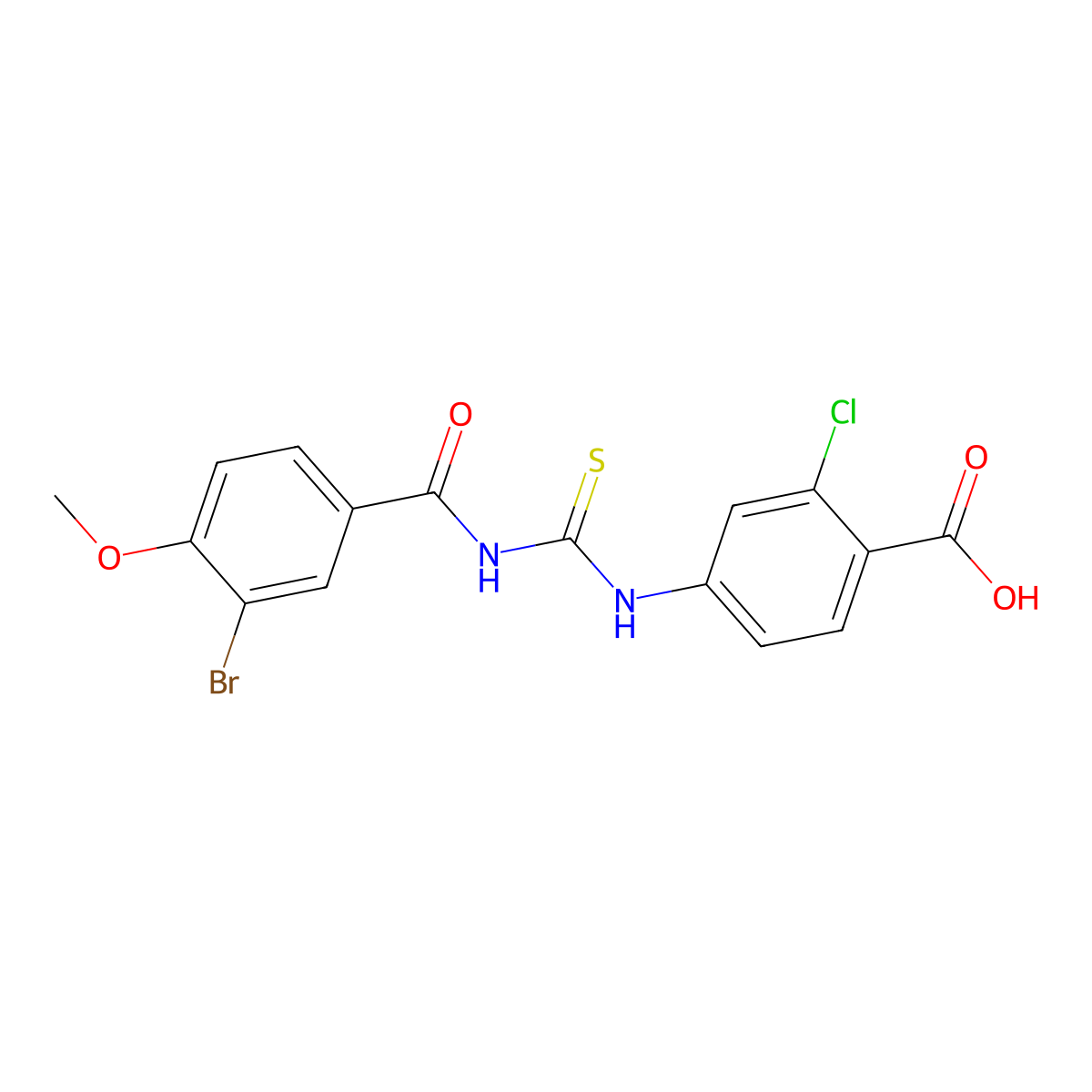 4-(3-(3-Bromo-4-methoxybenzoyl)thioureido)-2-chlorobenzoic acid molecular structure, CAS 535979-30-7