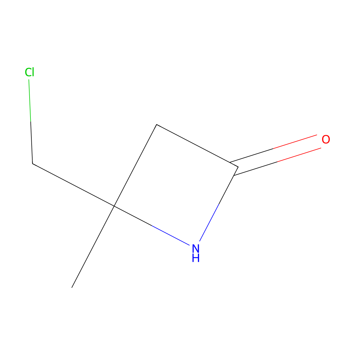 4-(Chloromethyl)-4-methylazetidin-2-one molecular structure, CAS 53598-88-2