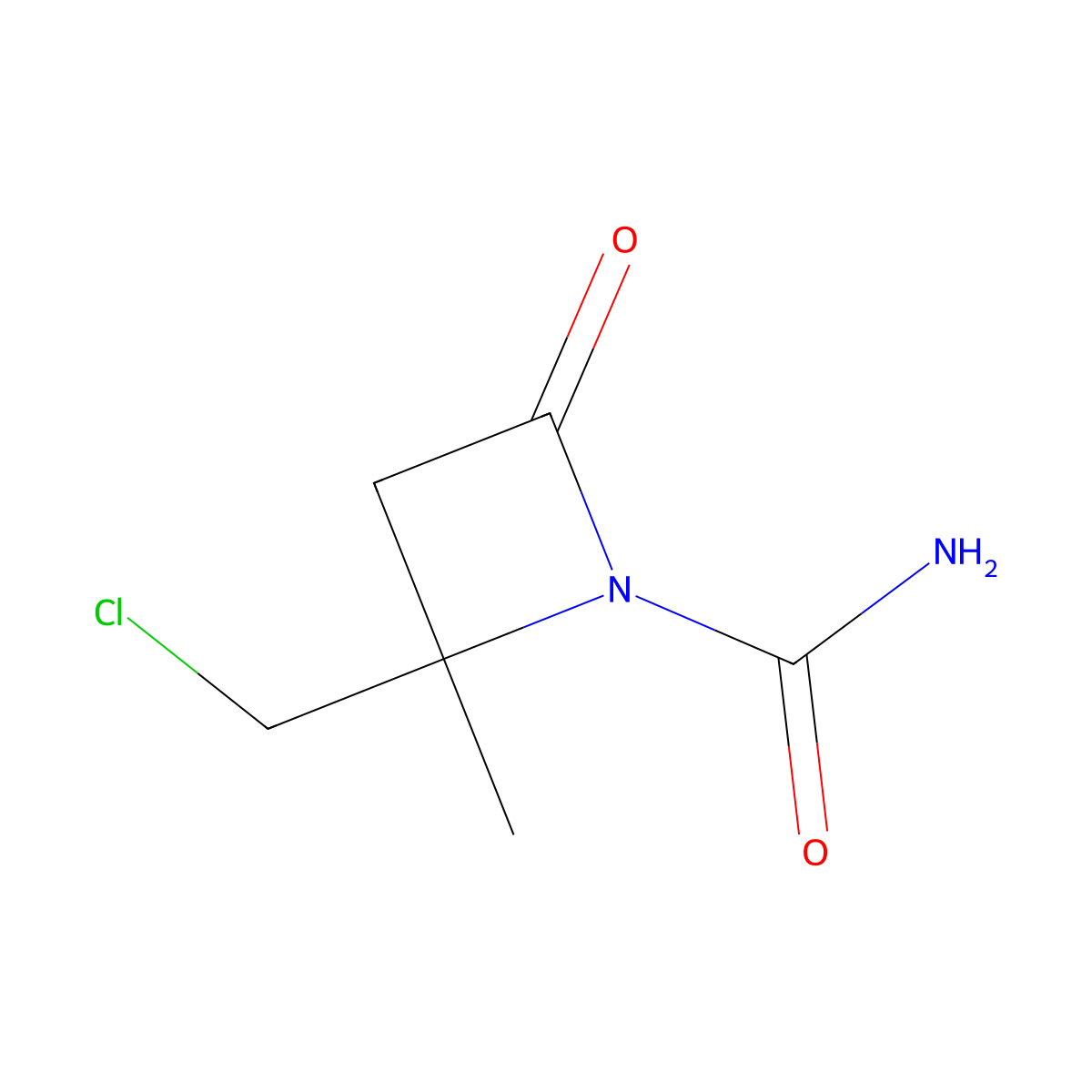 2-(Chloromethyl)-2-methyl-4-oxoazetidine-1-carboxamide molecular structure, CAS 53598-91-7